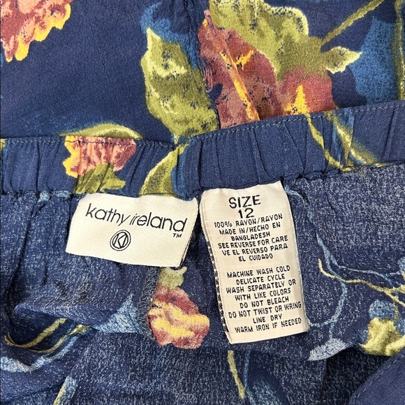 Kathy Ireland Dark Blue Floral Maxi Skirt Size 12 - Picture 8 of 8